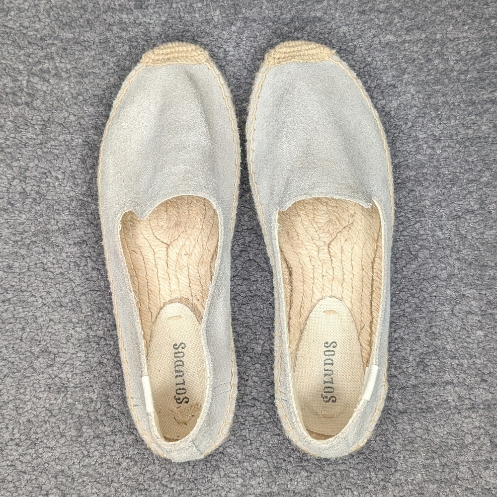 Soludos Suede Espadrille Platform Smoking Slippers Grey Women's 7.5 - Picture 6 of 12